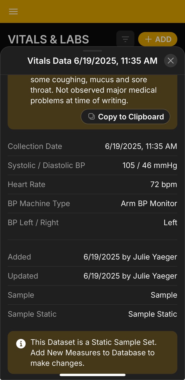 Vitals Detail Page (DOS 06.19.2025 Specs)